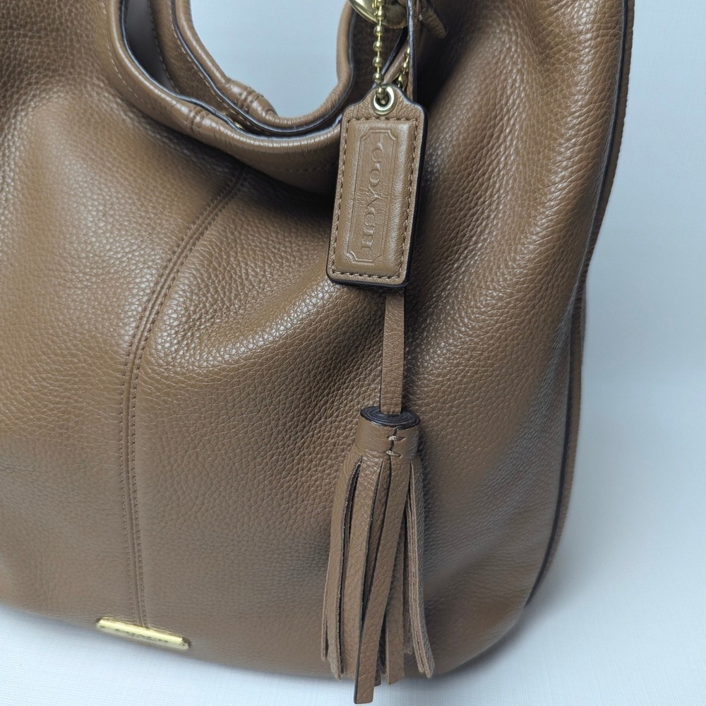 Coach Madison Phoebe Brown Pebbled Leather Shoulder Bag Hobo F23309 Large Tassel - Picture 9 of 10